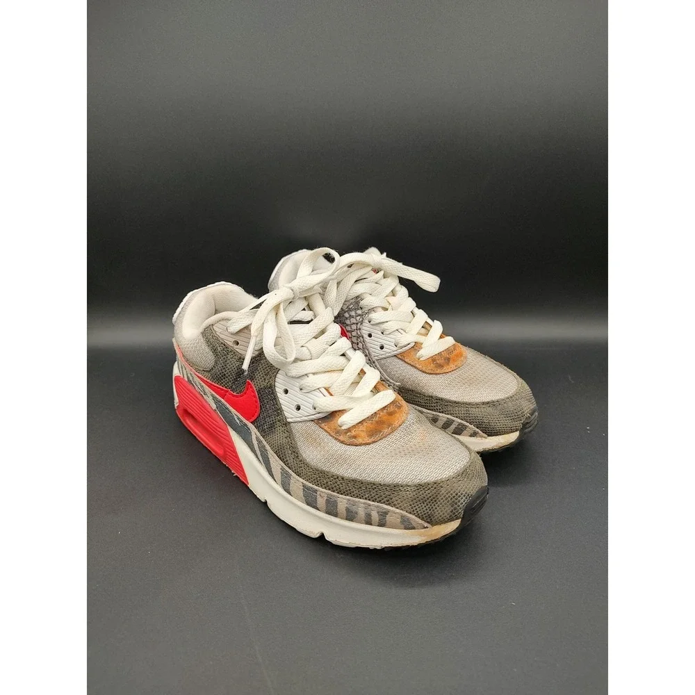 Nike Air Max 90 SE Safari Mix Animal Print Kids Shoes 4Y DZ4844-001